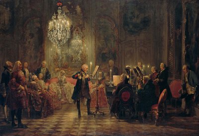 Concerto di flauto con Federico il Grande a Sanssouci, 1850-1852 da Adolph Menzel