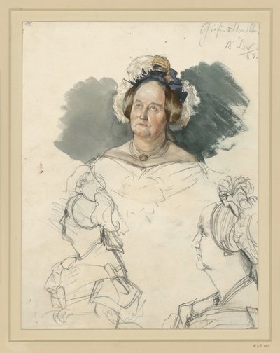 Contessa Alvensleben, nata von der Osten-Sacken. Sotto, due ritratti a mezzo busto. Studio per il dipinto "L