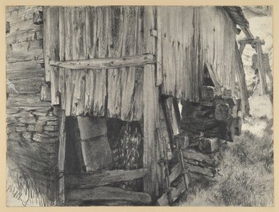 Recinzione di legno attorno a una ruota del mulino da Adolph Menzel