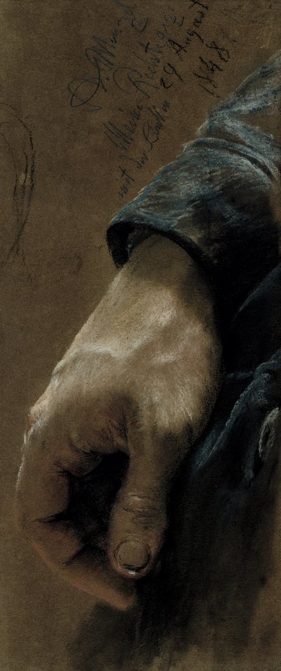 La mia mano destra disegnata con la mia mano sinistra da Adolph Menzel