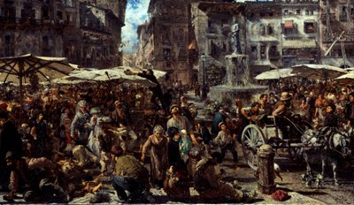 Piazza delle Erbe a Verona da Adolph Menzel