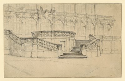 Scala che conduce al Salone di Matematica e Fisica nello Zwinger di Dresda da Adolph Menzel