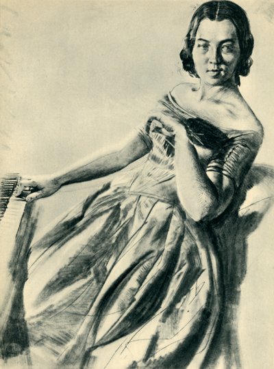 Donna al pianoforte, 1846, 1943 da Adolph Menzel