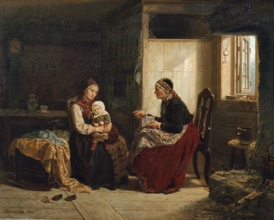 Il consiglio della moglie del vicino (Il bambino malato) da Adolph Tidemand