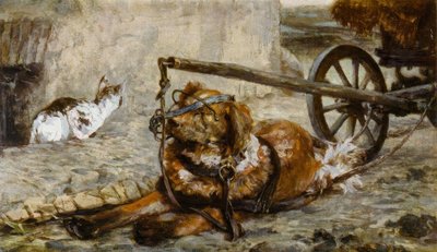 A.Menzel, cane da tiro e gatto da Adolph Menzel