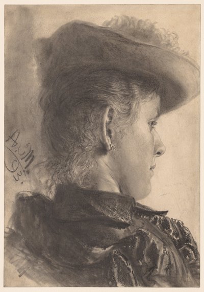 Busto di donna, vista da dietro da Adolph Menzel