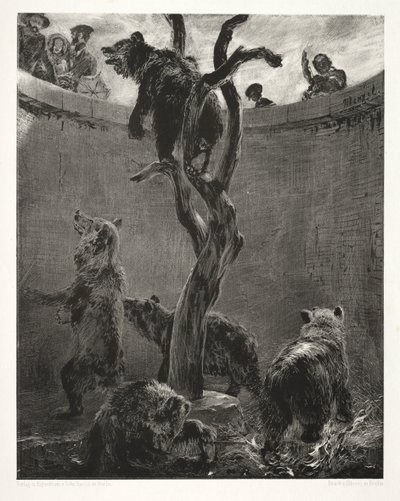 Saggio su pietra con pennello e raschietto: La fossa degli orsi da Adolph Menzel