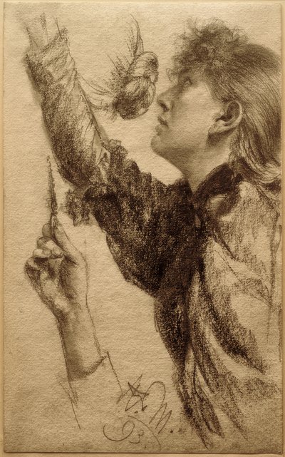 Studio di una giovane donna con il braccio alzato da Adolph Menzel