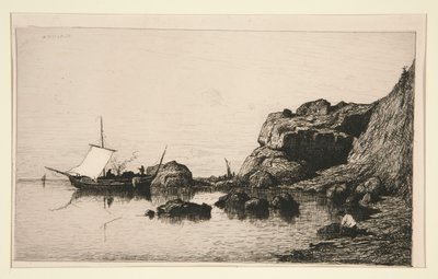 Barca di pescatori facendo scalo alle rocce di Collioure (Pirenei Orientali) da Adolphe Appian