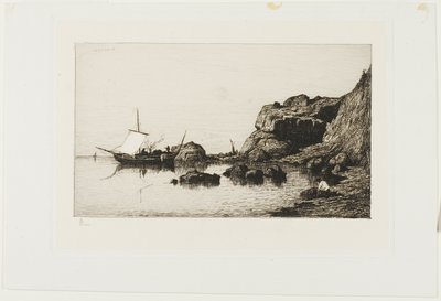 Imbarcazioni da pesca vicino alle scogliere di Collioure da Adolphe Appian
