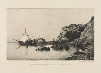 Barca da pesca che fa scalo alle rocce di Collioure, 1878 da Adolphe Appian