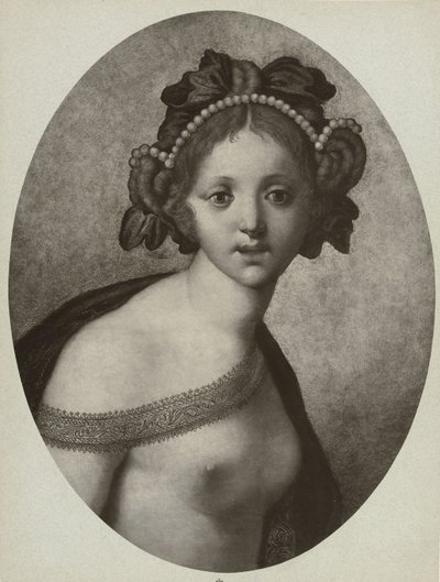 Riproduzione fotografica di un dipinto di una figura femminile, possibilmente una dea da Adolphe Braun and Cie. (attributed to)