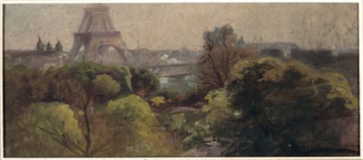 La Torre Eiffel, vista dal giardino Delessert da Adolphe Ernest Gumery