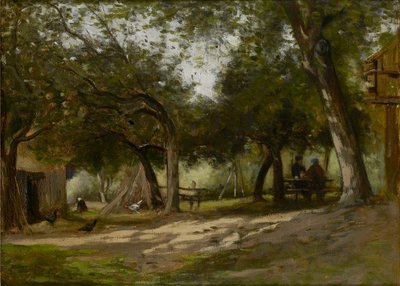 Paesaggio con un cortile, 1830-1880 da Adolphe Felix Cals