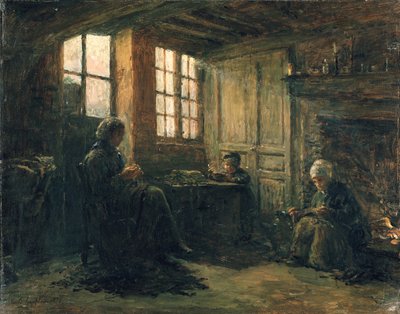 Donne che sfilano il lino, Honfleur da Adolphe Felix Cals