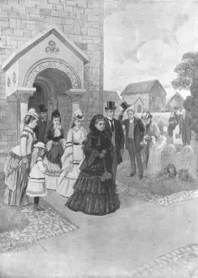 La vita della regina Vittoria a Osborne: Sua Maestà alla chiesa di Whippingham, c. 1860, 1901 da Adolphe Forestier