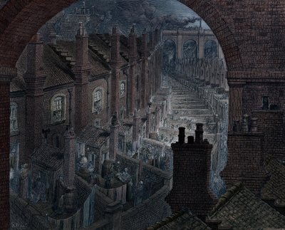Su Londra in treno da Adolphe Francois Pannemaker