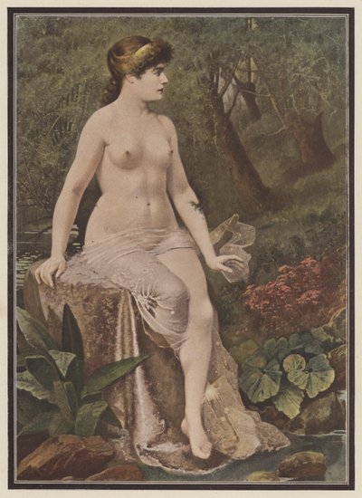 Donna seduta in campagna da Adolphe Frederic Lejeune