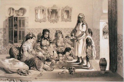 Donne di Algeri, da un volume che commemora la Forza di Spedizione Francese che catturò Algeri nel 1830 da Adolphe Jean Baptiste Bayot
