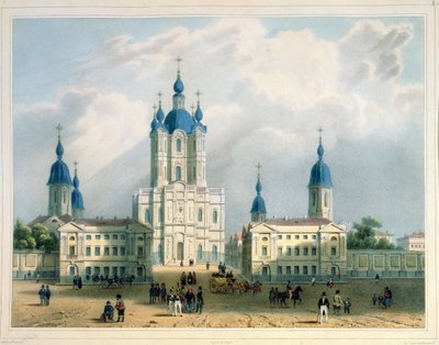 Il monastero di Smolny a San Pietroburgo, stampato da Edouard Jean-Marie Hostein, pubblicato da Lemercier, Parigi da Adolphe Jean Baptiste Bayot
