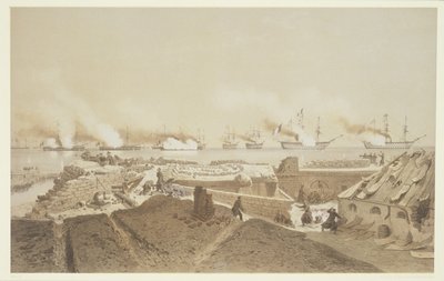 Bombardamento di Kil-Bouroun alla foce del fiume Dnieper da parte della flotta francese, da Nos Souvenirs de Kil-Bouroun pendant l