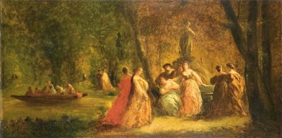Donne al parco vicino a un fiume da Adolphe Joseph Thomas Monticelli