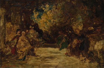 Figure su una terrazza da Adolphe Joseph Thomas Monticelli