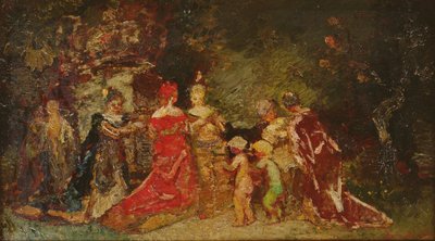 Raccolta in un parco da Adolphe Joseph Thomas Monticelli