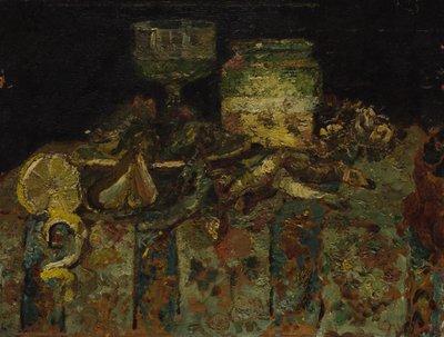 Natura morta: Ostriche, pesce da Adolphe Joseph Thomas Monticelli