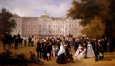 Una passeggiata giornaliera vicino al castello di Strelno nel 1840 da Adolphe Ladurner