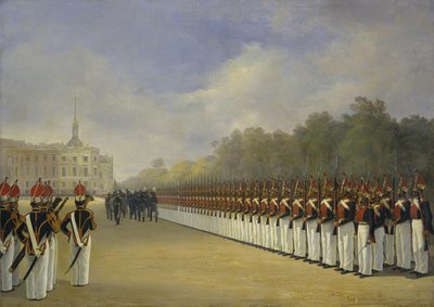 Parata del Reggimento della Guardia Pavlovsky sul Campo di Marte a San Pietroburgo, 1830 da Adolphe Ladurner