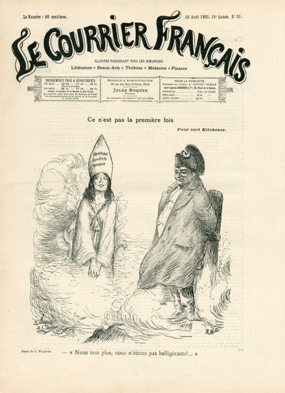 Copertina di Le Courrier francais, numero 33, Satirico in B & N da Adolphe Leon Willette