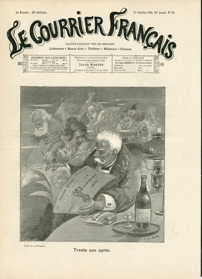 Copertina di Le Courrier français, numero 43, Satirico in N & B da Adolphe Leon Willette