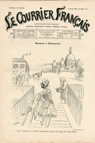 Copertina di Le Courrier français, numero 5, Satirico in N & B da Adolphe Leon Willette