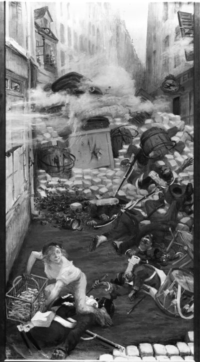 Gavroche che raccoglie cartucce da Adolphe Leon Willette