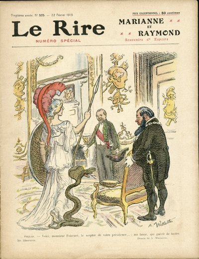Illustrazione di Adolphe dit Willette per la copertina di Le Rire, 22/02/13 - Presidente della Repubblica, Cappello, Elysee, Poltrona (simbolo del potere) - Poinscare Raymond da Adolphe Leon Willette
