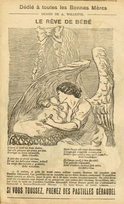 Illustrazione di Adolphe dit Willette in Le Pelerin, 22/12/07 - Il sogno del bambino - Pubblicità, Maternità - Angelo da Adolphe Leon Willette