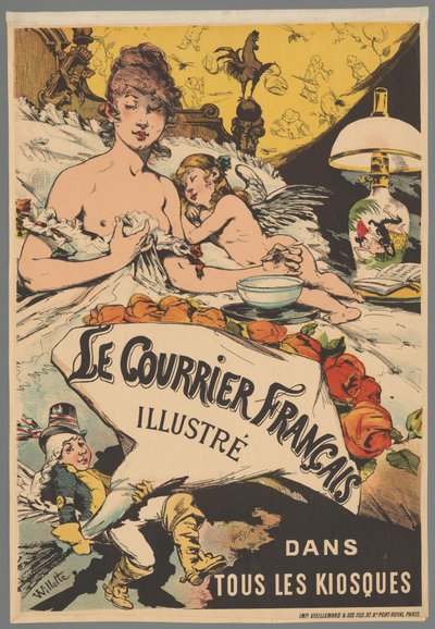 Werbeplakat: Le Courrier Français illustré in den Kiosken da Adolphe Leon Willette