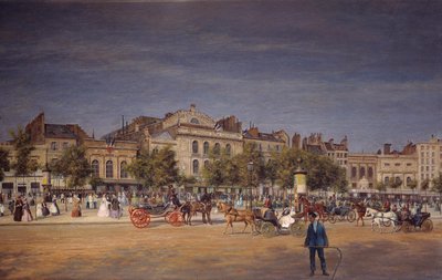 Veduta generale dei teatri del boulevard del tempio prima della perforazione del Boulevard Prince Eugene (dettaglio) da Adolphe Martial Potemont