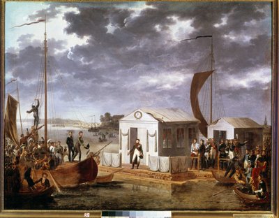Incontro di Tilsit tra Napoleone I e lo Zar Alessandro I di Russia sul fiume Niemen il 25 giugno da Adolphe Roehn