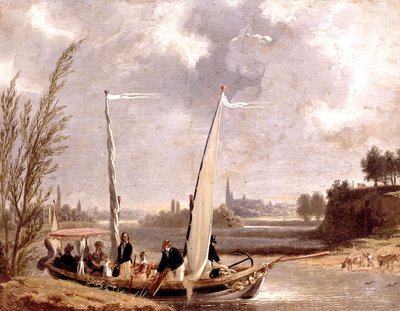 Luigi Filippo e la sua famiglia in barca a Neuilly da Adolphe Roehn