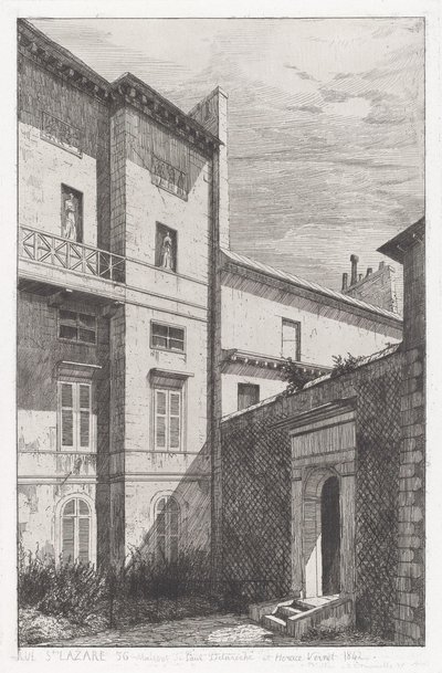 Rue St. Lazare 56, Casa di Paul Delaroche e Horace Vernet da Adolphe Théodore Jules Martial Potémont