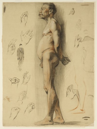 Studio dal vivo di un uomo barbuto da Adolphe Valette