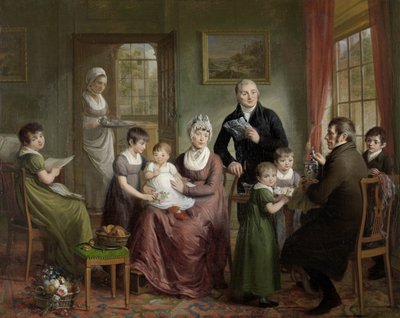 Ritratto della famiglia di Adrianus Bonebakker con Dirk L. Bennewitz da Adriaan de Lelie (signed by artist)