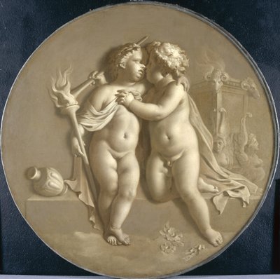 Due putti con fiamme d