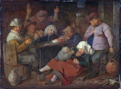 Olandese: locanda con contadini ubriachi Povera gente che beve in una taverna da Adriaen Brouwer