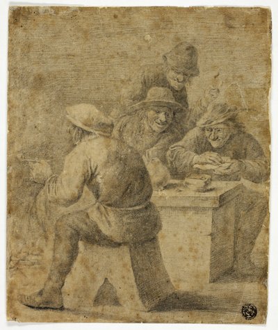Quattro contadini a tavola da Adriaen Brouwer
