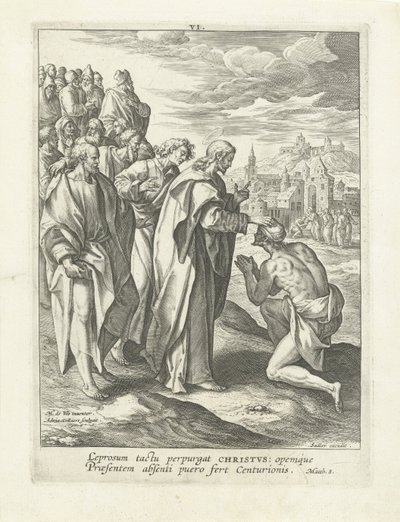 Guarigione di un lebbroso da Adriaen Collaert