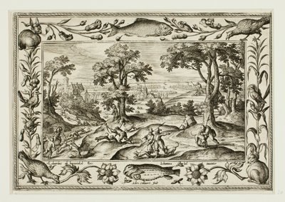 Caccia alla lepre, da Paesaggi con scene del Vecchio e Nuovo Testamento e Scene di caccia da Adriaen Collaert