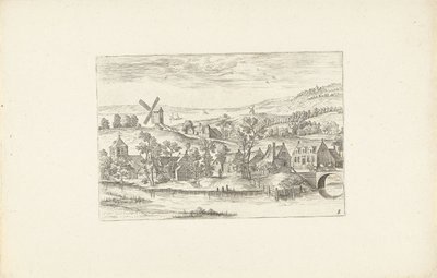 Paesaggio con un fiume e un mulino a vento da Adriaen Collaert